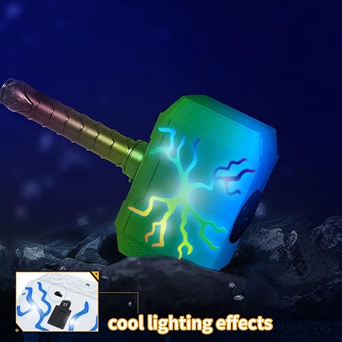 Miniatura 6 de Thors - Martillo de dardos con luces, juguetes para niños de 5, 6, 7, 8, 9 años, juguete de juego de rol para niños, Thunder Mjolnir con 30 dardos