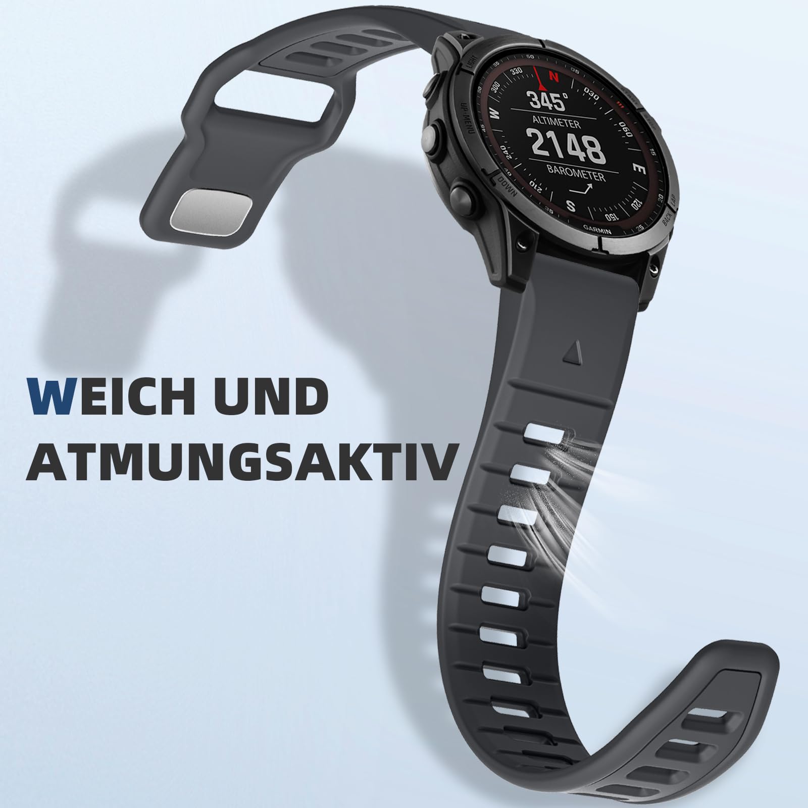 22mm Quick Fit Armband Kompatibel mit Garmin Fenix 7/7 Pro/6/6 Pro/5/5 Plus, Forerunner 965/955/945/935/745, Approach S70 47mm/S62/S60/Epix 2/2 Pro 47mm,Weiches Silikonband für Garmin Instinct