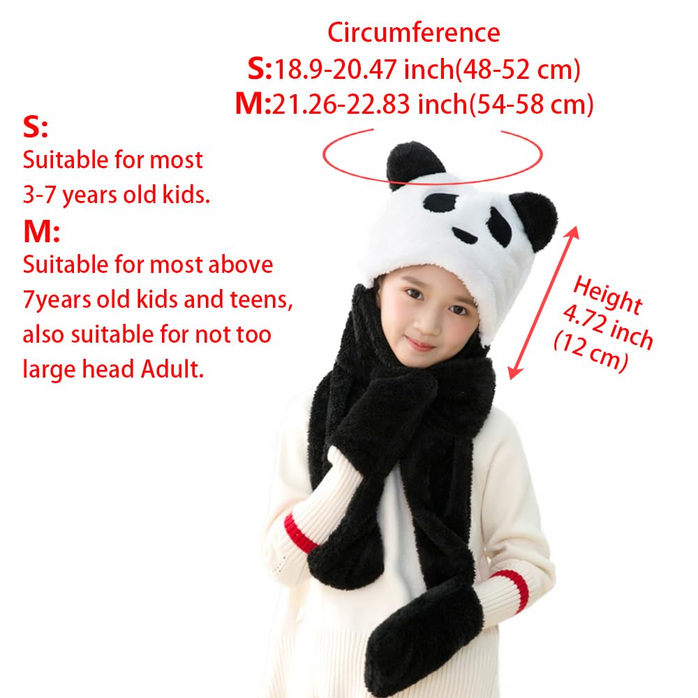 3 w 1 zimowy kapelusz zwierzęcy szalik mitten kombi panda niedźwiedź uroczy kaptur z kapturem czapki pluszowe zwierzę czapka