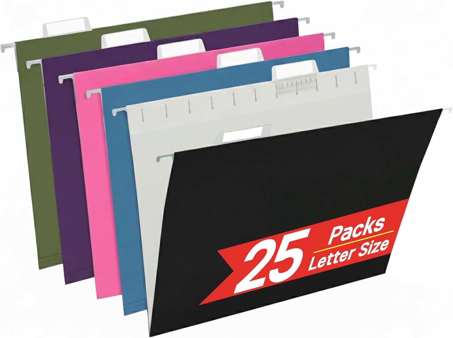 VZCPYTPM 50 Pack Hanging File Folders,Letter Size File Folder,Pink Hanging Folders for Filing Cabinet,Reinforced Rods for Smooth Gliding,Includes 1/5 Adjustable Tabs & Inserts,Ideal for Home & Office