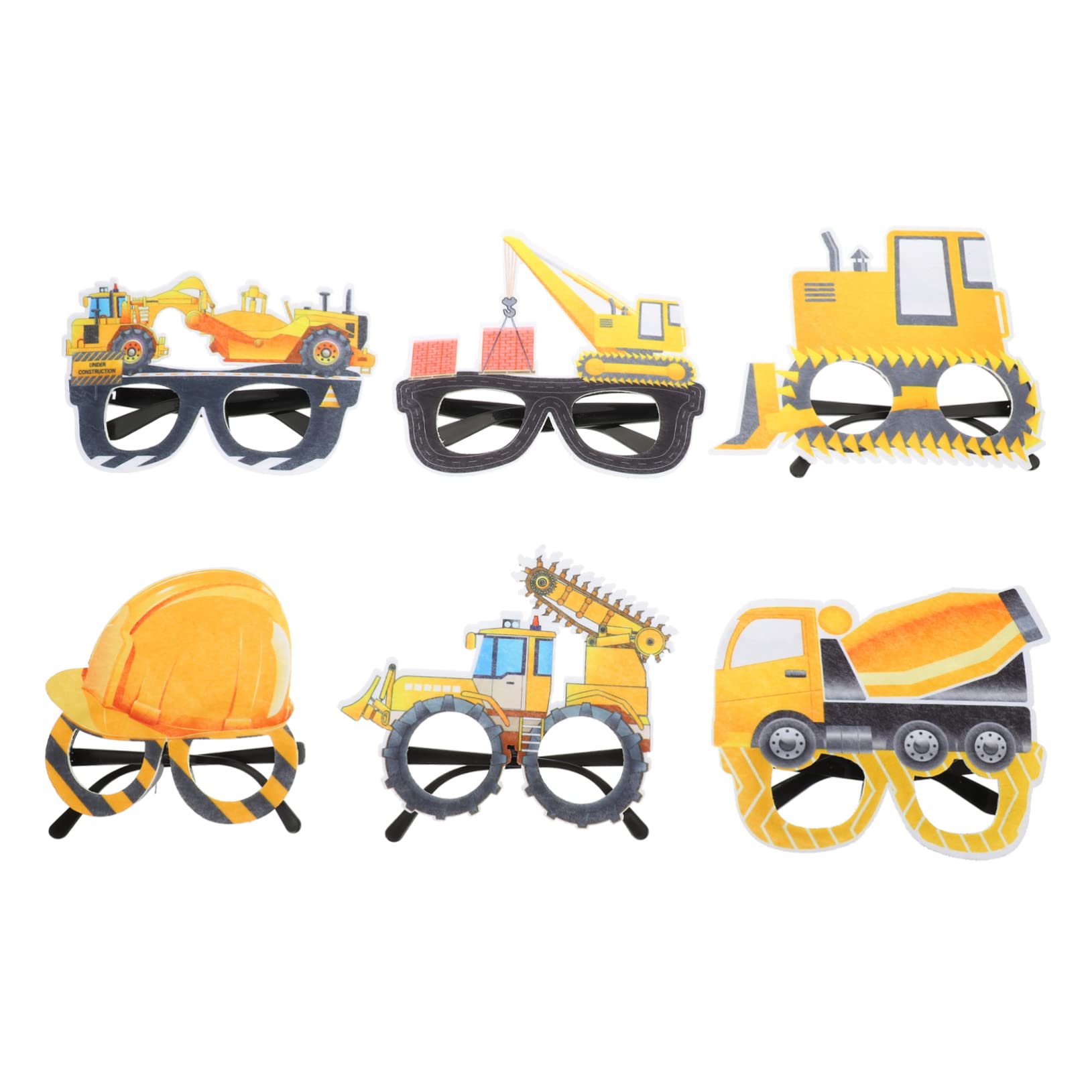 Alipis 6 Pairs Construction Vehicle Glasses Truck Assorted Funky Glasses Novelty Funny Eyeglasses Decorative Glasses Plastic
