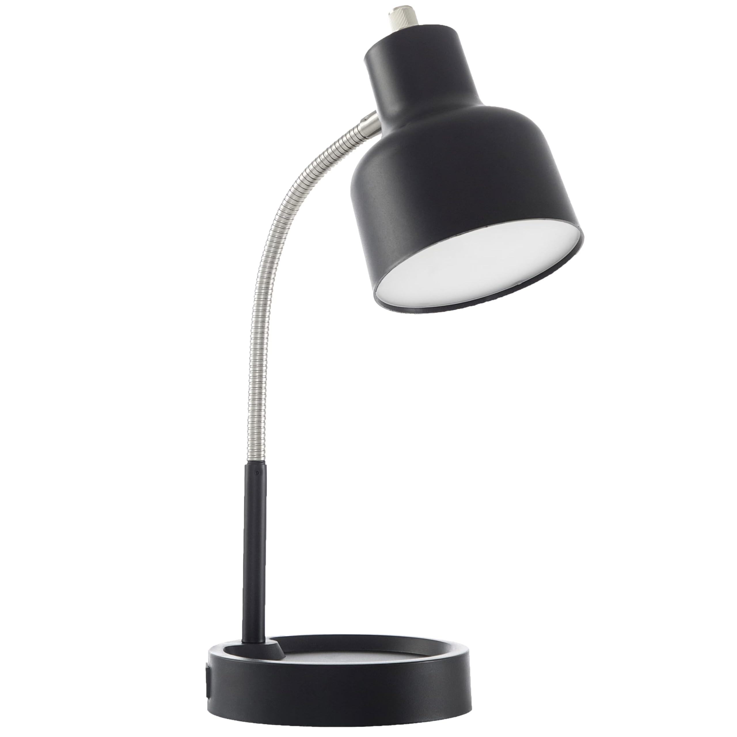 LED Desk Lamp with Storage Base, Gooseneck Bedside Lamp with