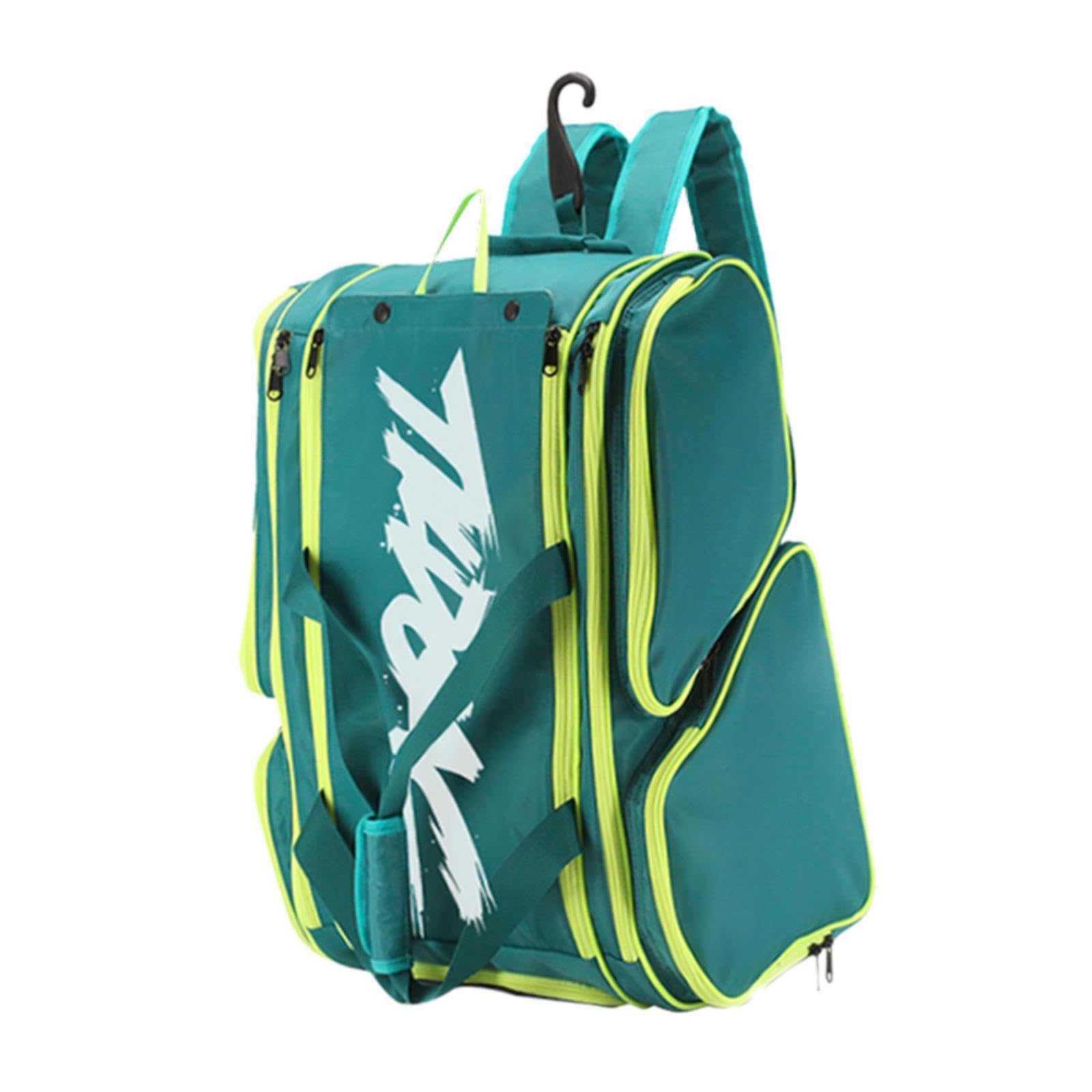 Pickleball Borsa Zaino Porta Equipaggiamento Multifunzionale Organizer Racket Borsa Tracolla Regolabile Tessuto Impermeabile Adatta per Sport Esterno, Verde