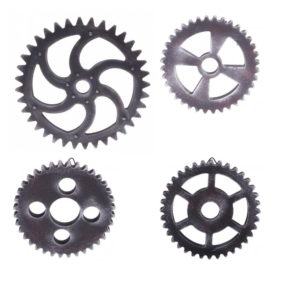 Homyl 4X Industrial Wooden Gear Steampunk Wall Decor Art Craft Plaque 12cm+29cm