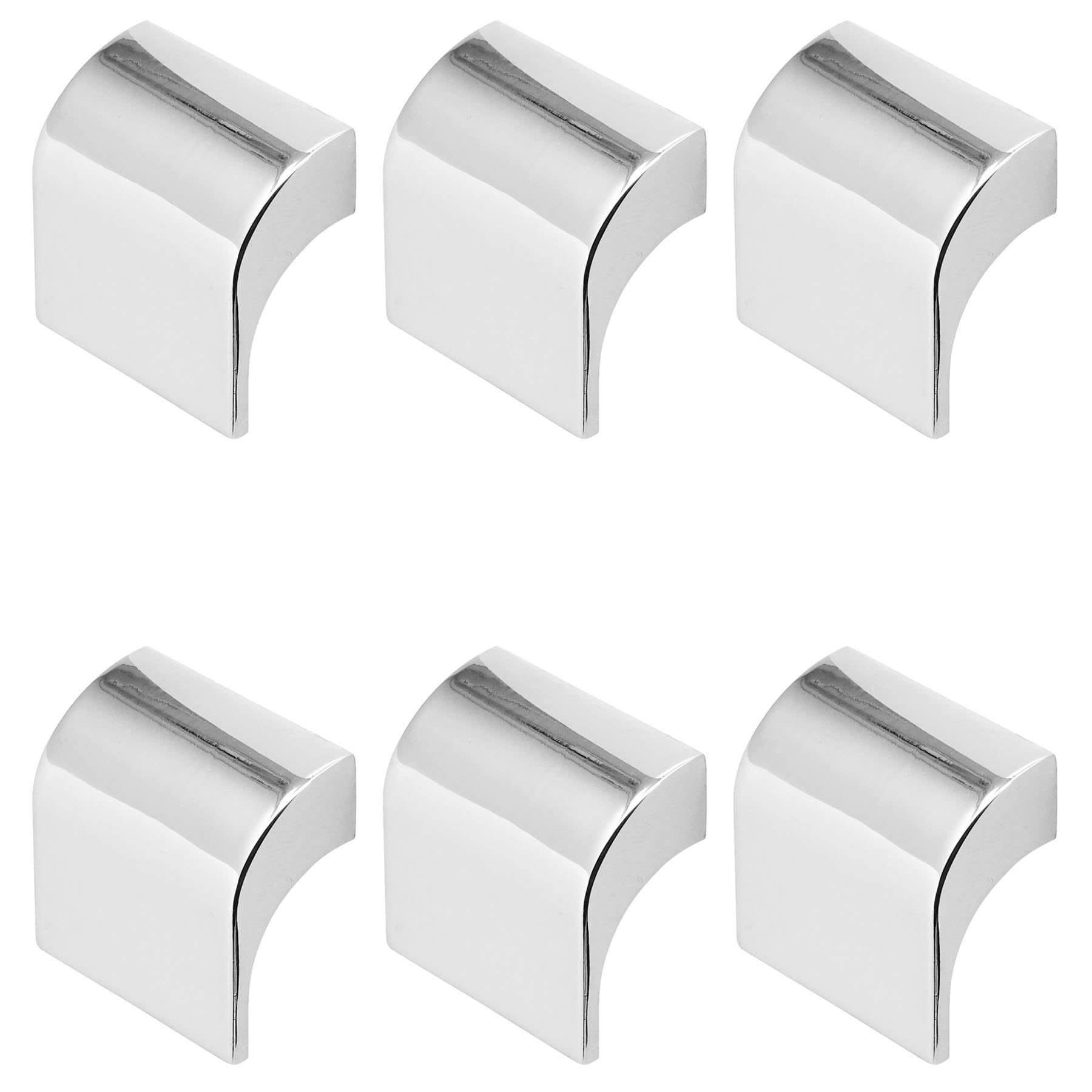 Decoranddecor Amory Curved Square Knob Pull Handle for Cupboard Cabinet - Zinc 32mm Hole Centre (Polished Chrome, 6 Pack)