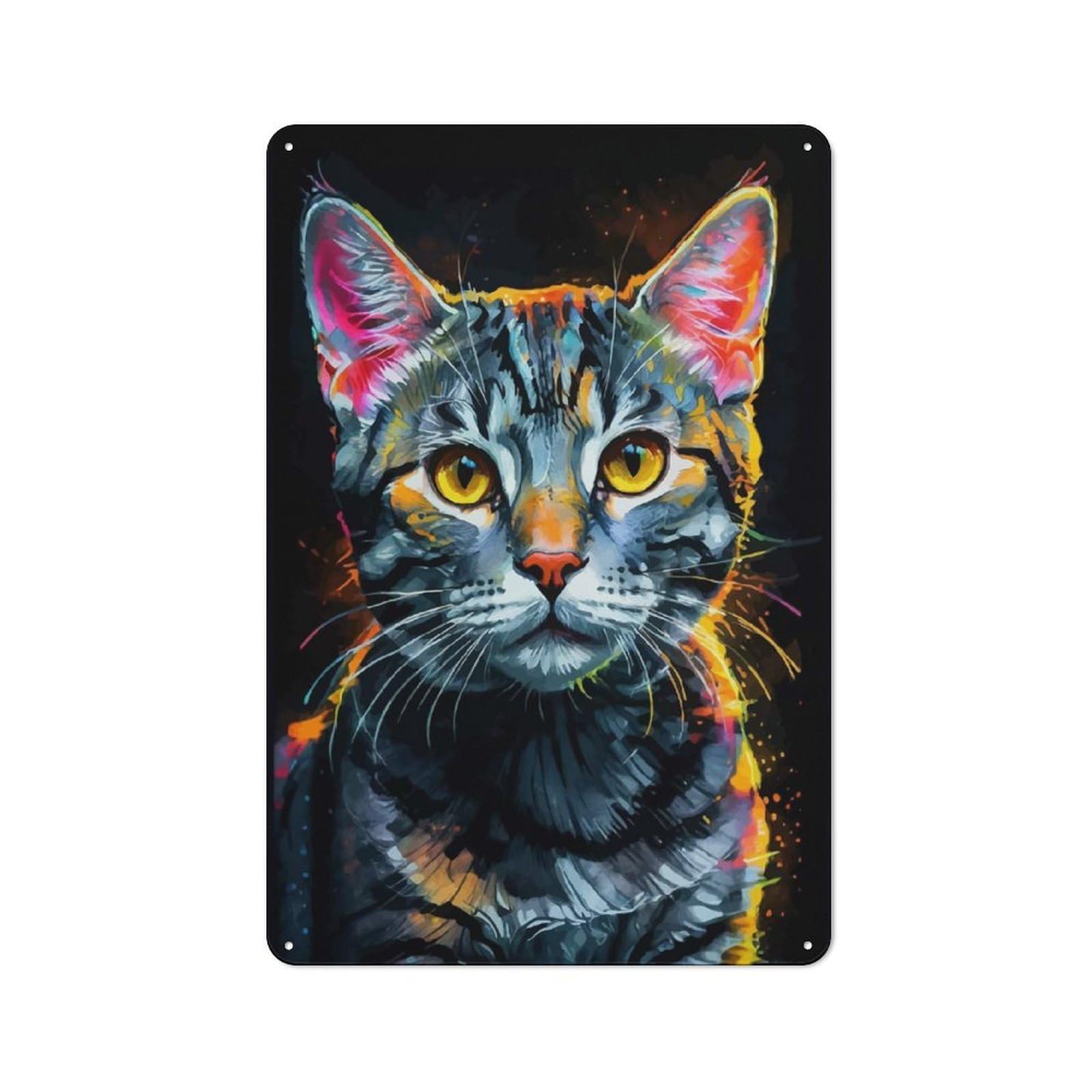 Junmoney American Shorthair Portrait Neon Rustic Metal Plaque 30X20cm For Studio Or Craft Room, Suited To Craft Room Decorators