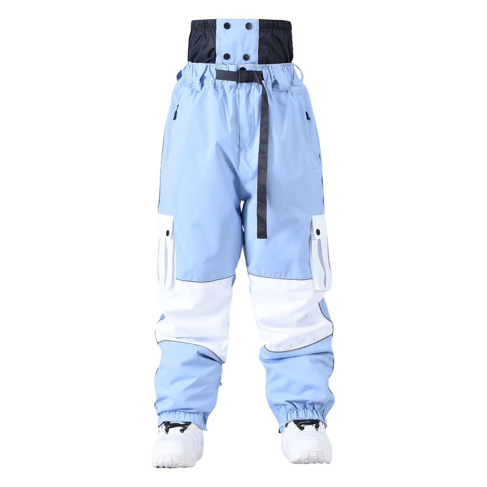 Pantaloni Sci Uomo Freddo Baggy Snowboard Pants con Tasche Multiple Pantalone Neve Impermeabili Caldo Softshell Montagna Antivento Salopette