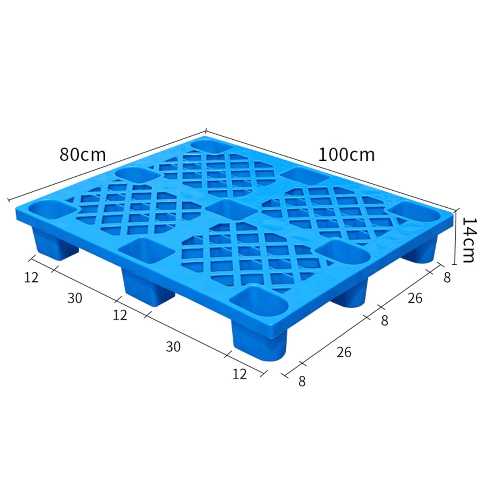 Bac à Peinture Industriel Bleu - Lot de 5 palettes de Confinement des déversements, Rangement en Plastique avec grilles, entrée pour Chariot élévateur à 4 Voies, 100 x 80 x 14 cm, Solution d