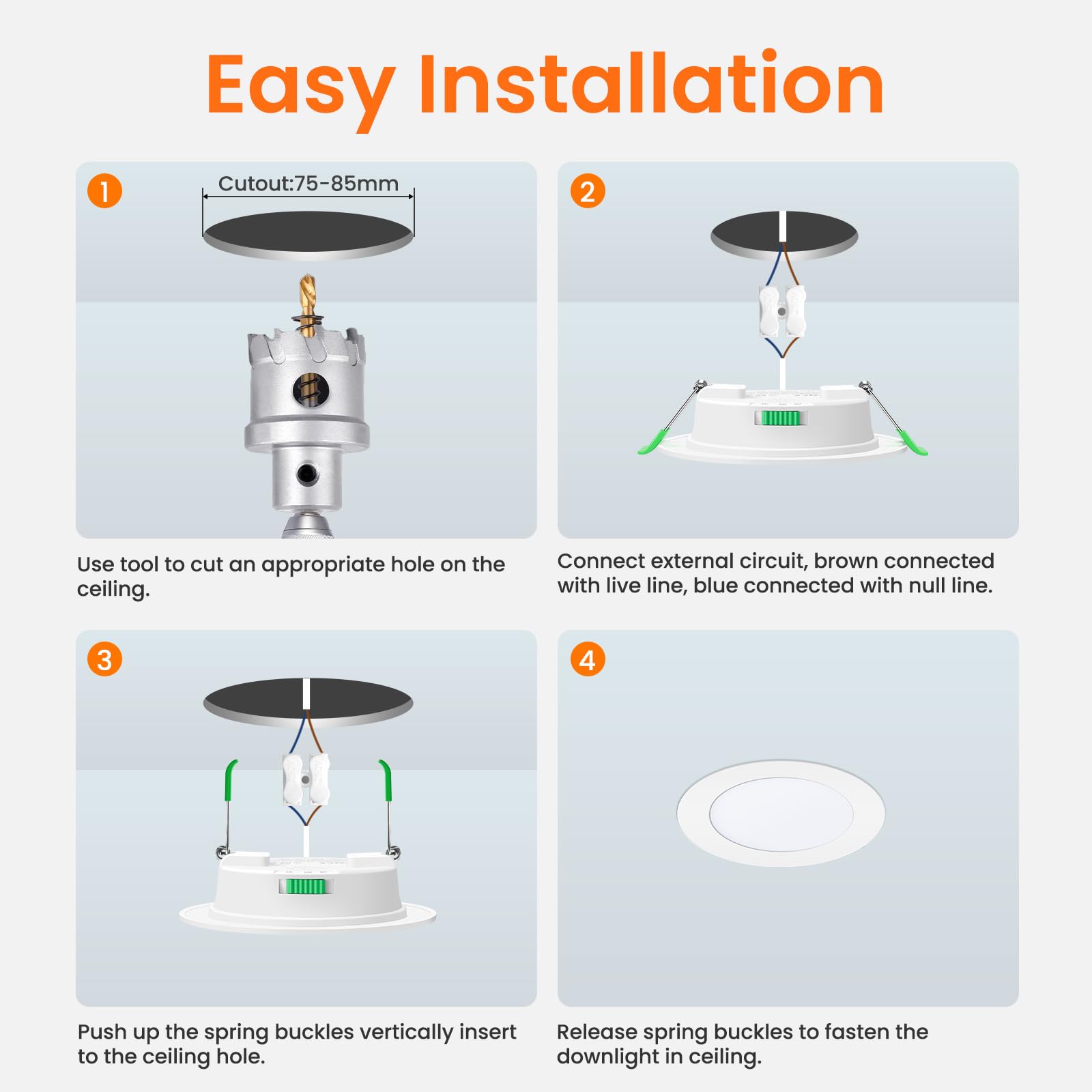 ALUSSO LIGHTING 5W Einbaustrahler Led Flach, Spots Dimmbar, 230V 350 Lumen, 3000K 4000K 6500K Deckenspots, IP44 Deckenstrahler für Badezimmer Wohnzimmer, 12er Set, Weiß 12 Stück