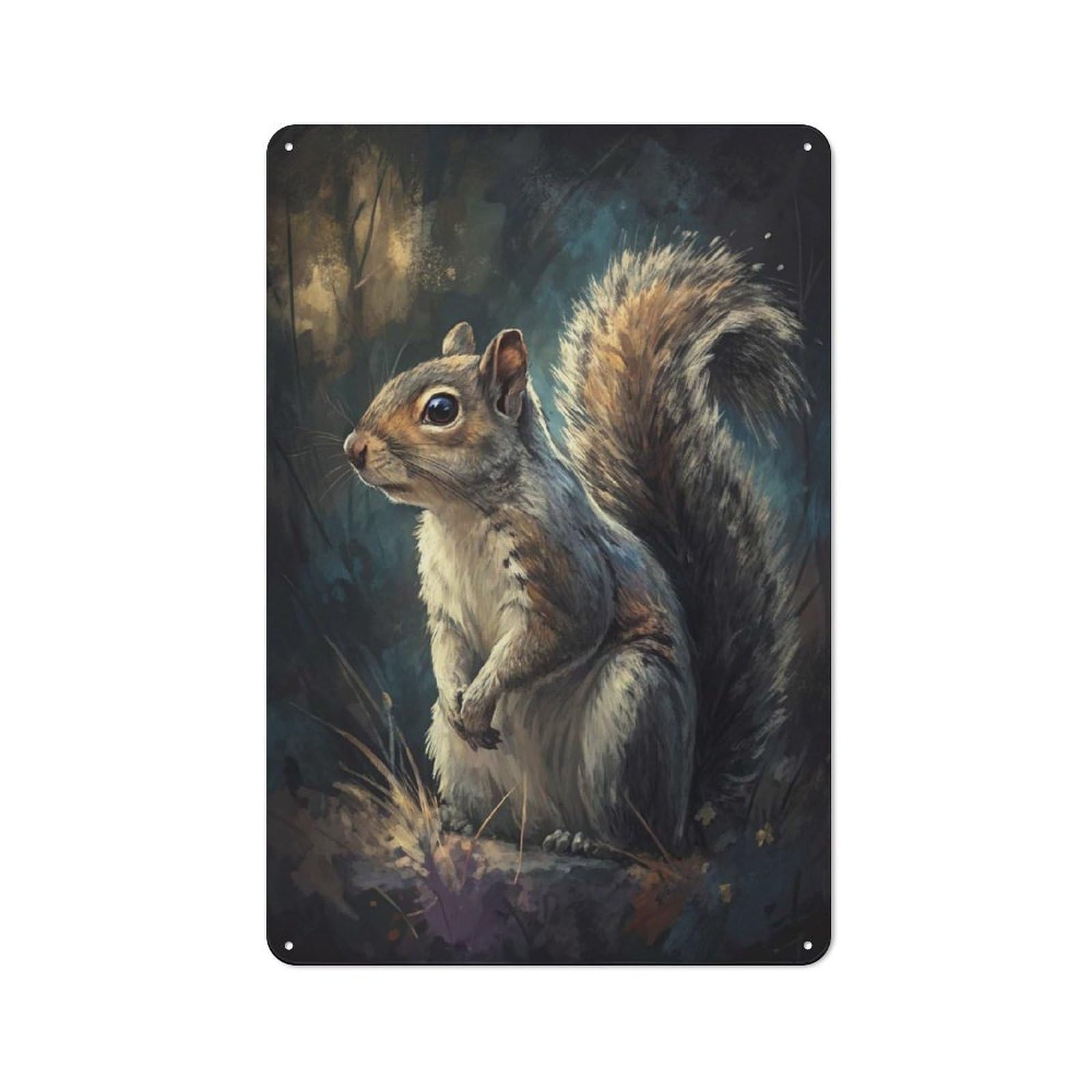 Junmoney Style-20 For Living Room Or Hallway, Painting Of A Squirrel In Nature Vintage Metal Sign 30X20cm, For Metal Sign Collectors, For Garage And Workshop Walls