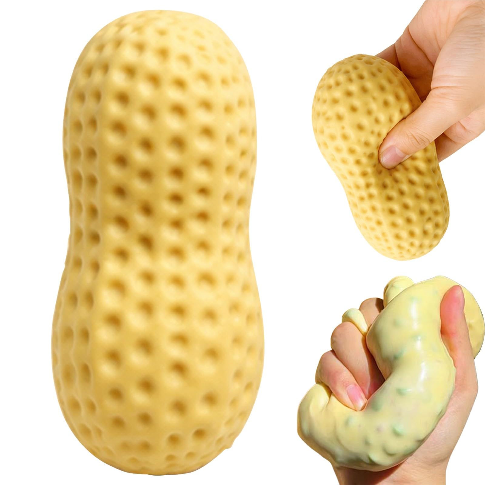Crunchy Peanut Squishy, Big Brain Cheese Stress Ball Realistic Design, Anxiety Relief Fidget Sensory Toys For Adults (Peanut) — image 1