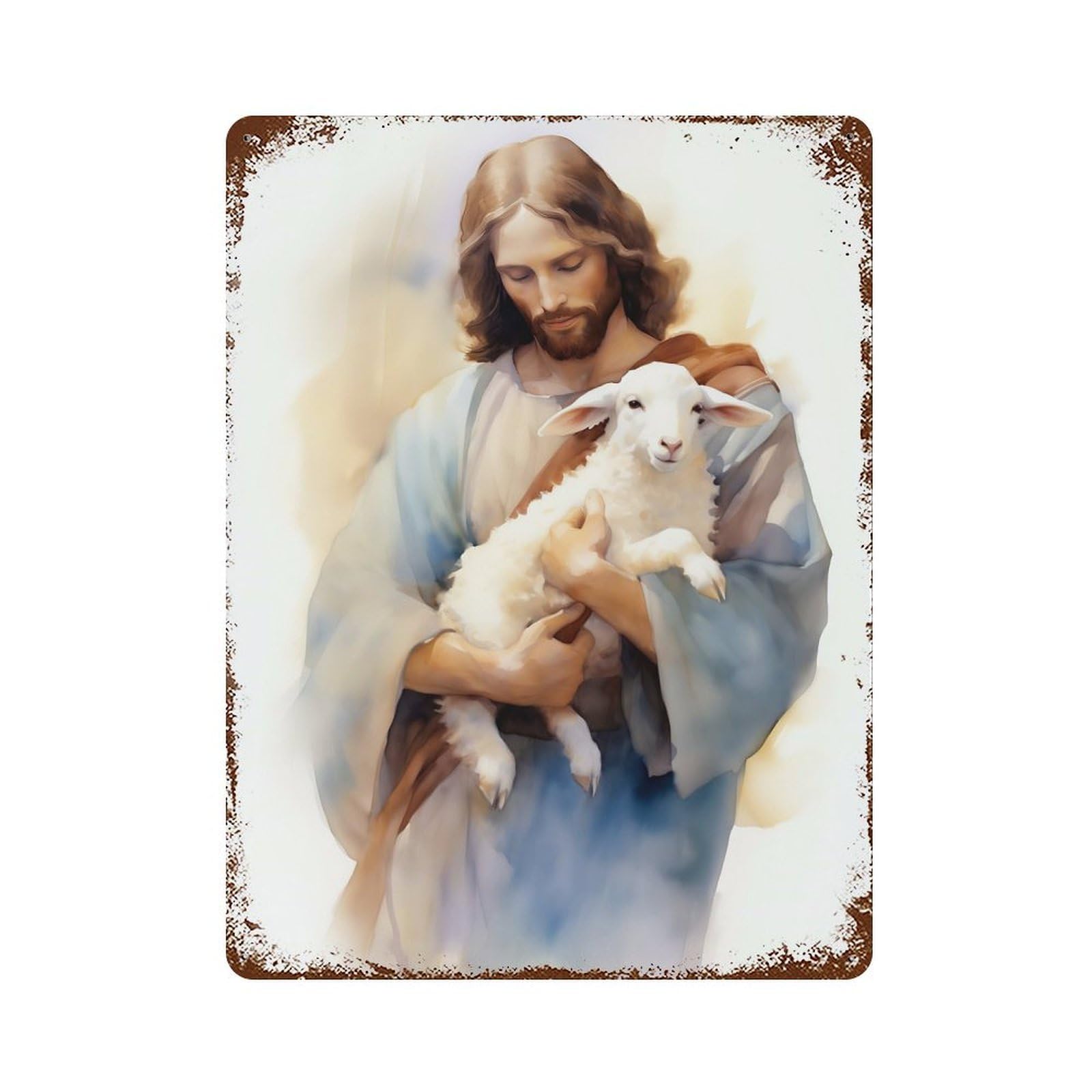 Jesus Christ - The Good Shepherd Vintage Rust Metal Sign 15.7"x11.8", Retro Wall Decor for Garage, Pub Or Kitchen