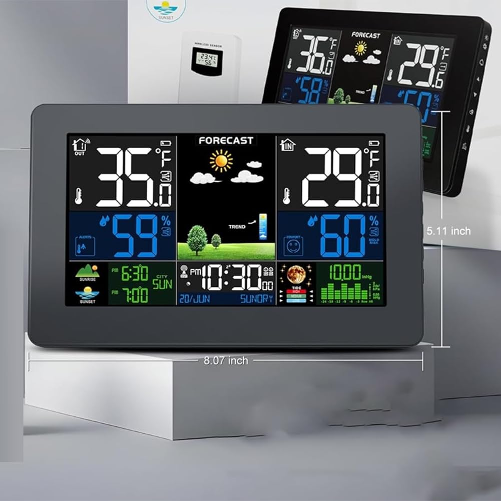 Stazione Meteorologica Termometro Digitale con Sensore Remoto, Monitor Wireless Della Temperatura Interna Ed Esterna, Indicatore di Pressione Barometrica
