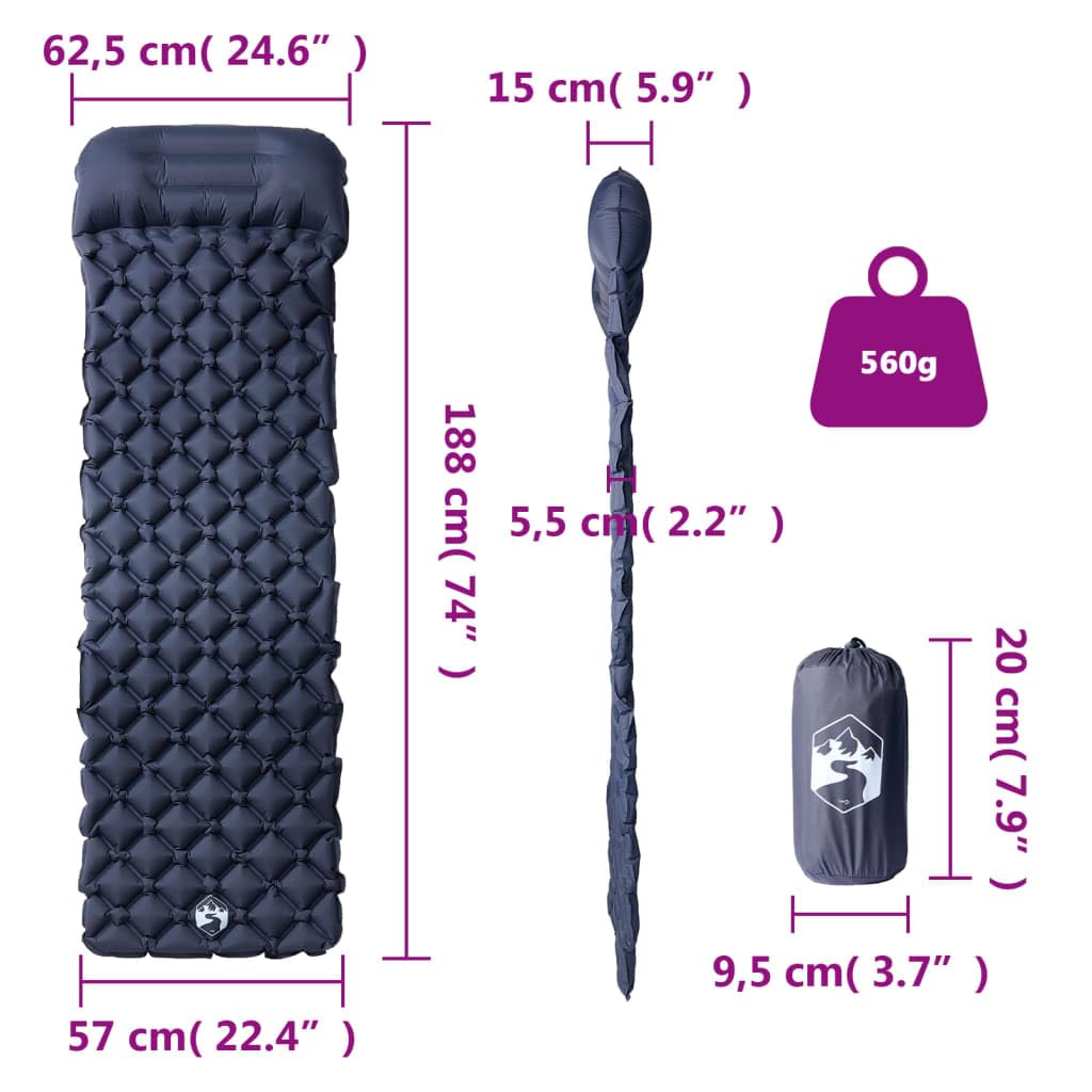 Générique Nadmuchiwany materac kempingowy dla 1 osoby z wbudowaną poduszką, grubość 6 cm, nylon 40D i wodoodporny TPU, łatwy do nadmuchania przy 8-12 dmuchaniach, przenośny z torbą