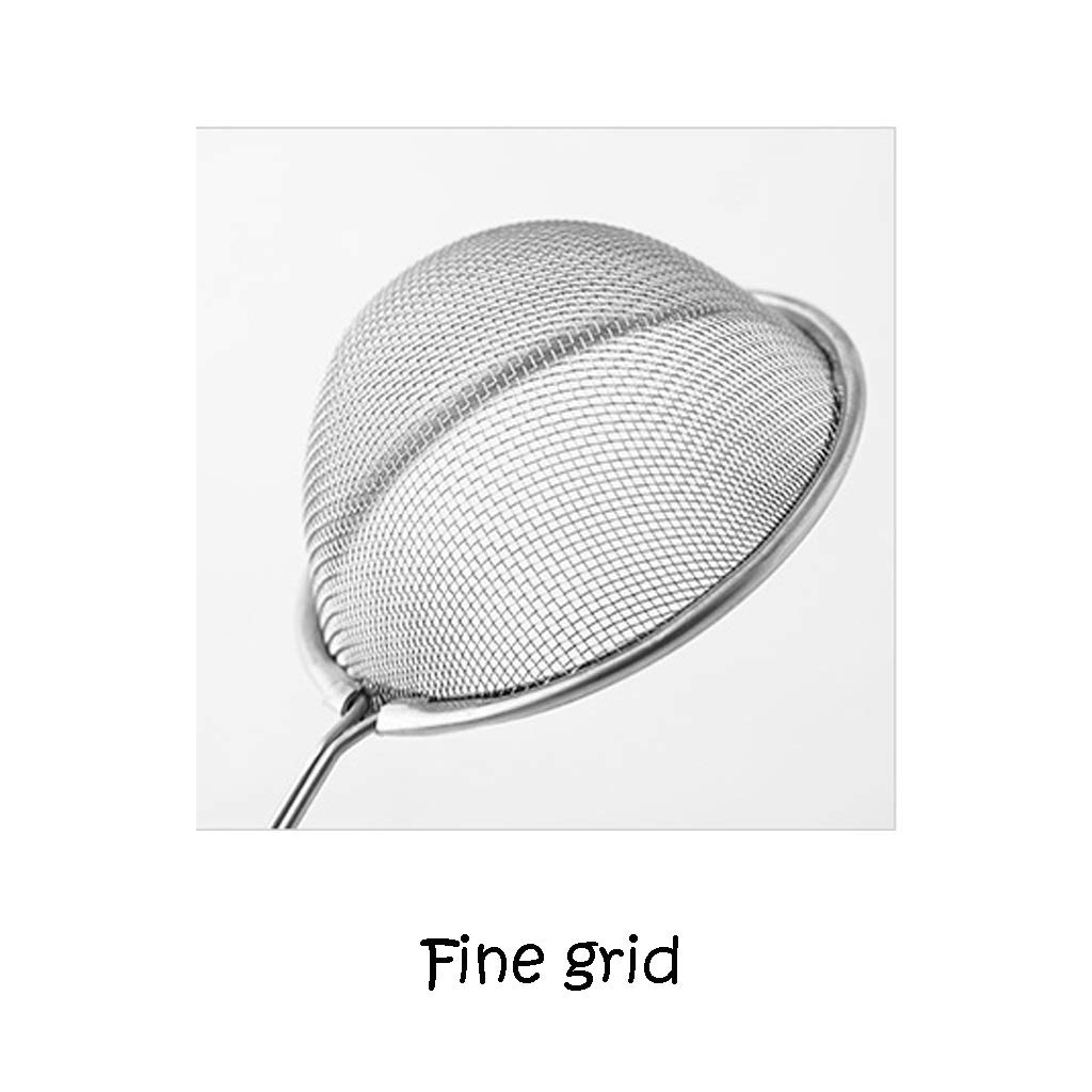 Colador, colador, espumadera, colador de malla fina de acero inoxidable, tamices medianos y pequeños con cómodas asas antideslizantes, colador para cocina, colador, cucharón para cocina (tamaño: M)