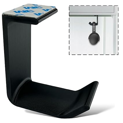 SRS Headphone Stand Holder Under Desk Headphone Hook Hanger Mount with Cable Organizer (Single Headphone Stand - Pack of 1, Black)