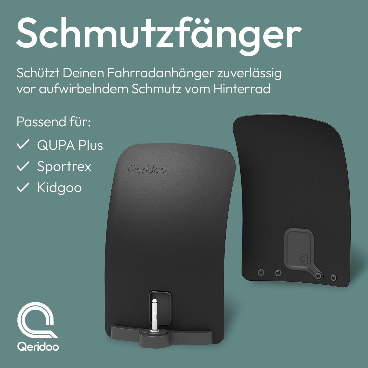 Qeridoo Schmutzfänger | Zubehör für Fahrradanhänger | Schutz vor Steinen & Schmutz im Trailer-Modus | Passend für Sportrex, Kidgoo ab 2022 & QUPA Plus | EIN- & Zweisitzer kompatibel