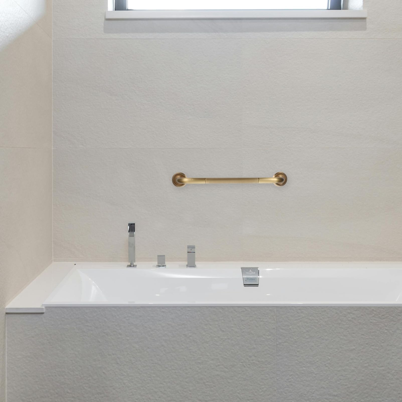 Maniglione Doccia per Anziani in Rame Oro Design Ergonomico Antiscivolo e Struttura Semplice per Bagni e Ambienti Necessità di Sicurezza