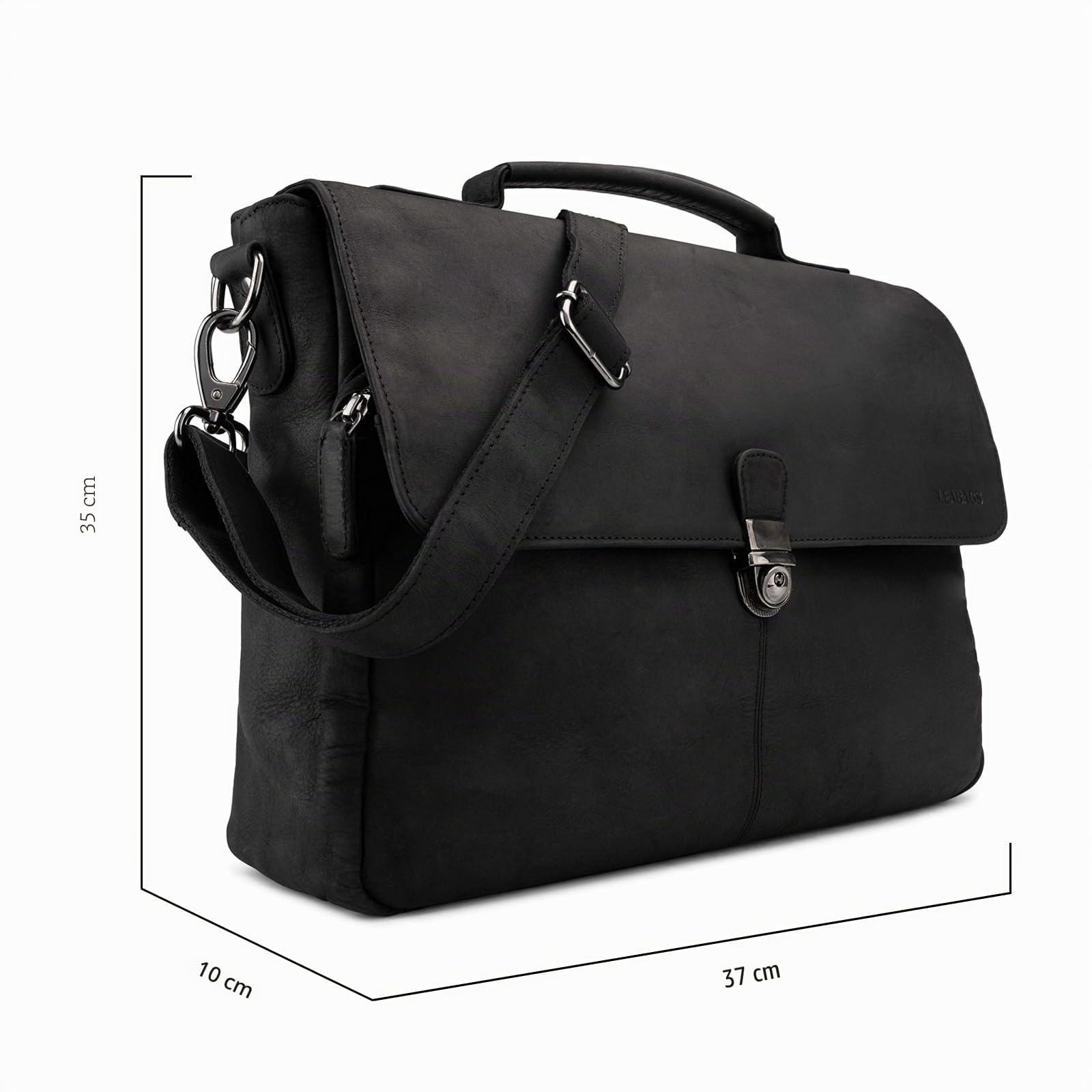 LEABAGS Bolso para Hombres y Mujeres | Bolsa de Portátil de Cuero Genuino 15 Pulgadas | Bolso Bandolera con Correa | Bolso de Hombro | Bolsa Mensajera | Bolsa de Trabajo
