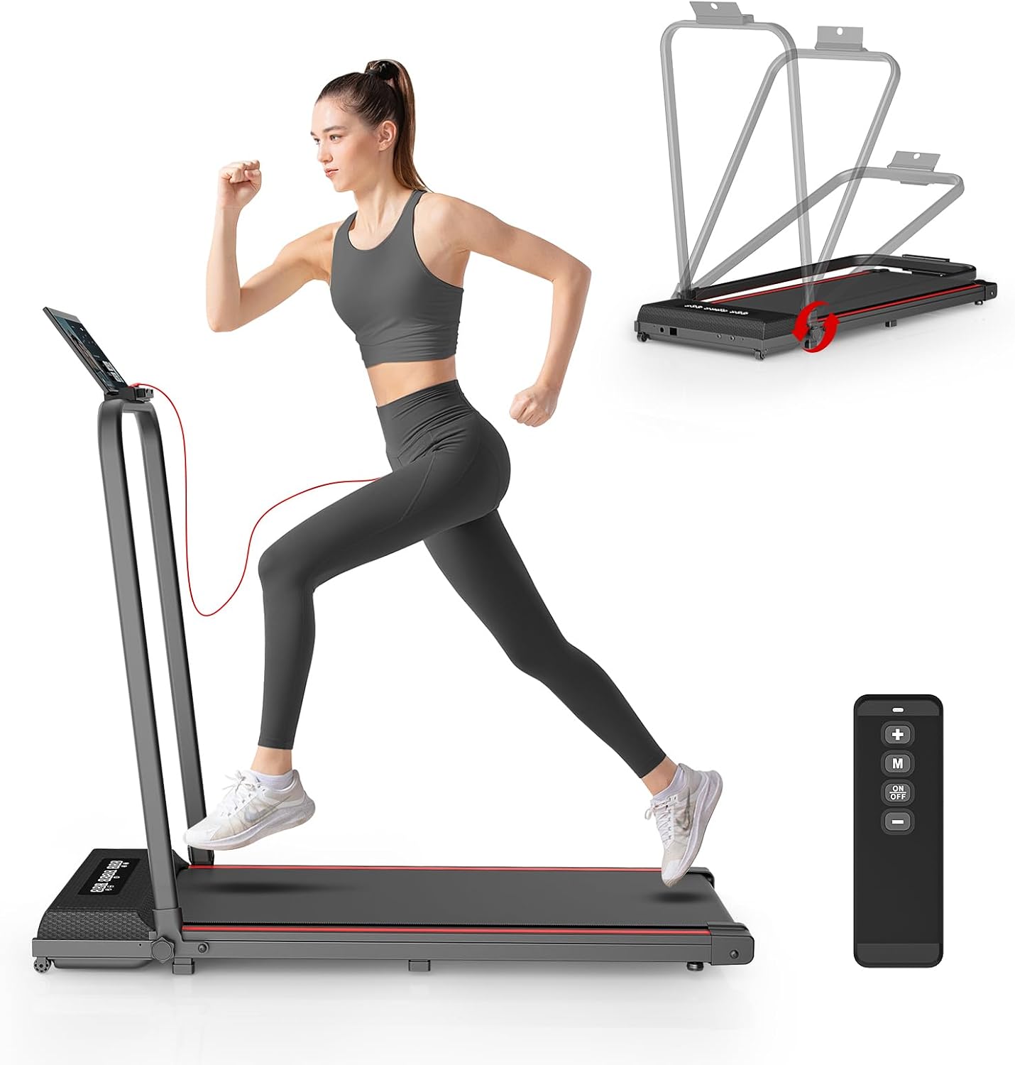 Walking Pad Treadmill Under Desk for Home – Compact Folding Treadmill with Remote Control, LED Display, Quiet Motor, Running Machine, 265 lbs Capacity