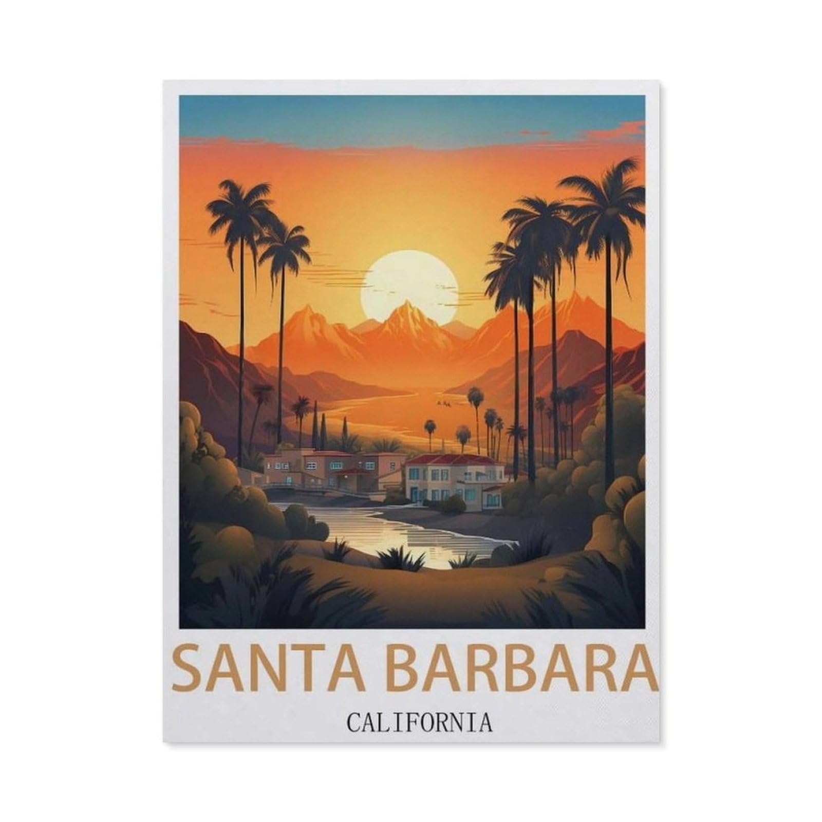 Metal Sign Tin Sign，Santa Barbara Sunset California(15x30cm）