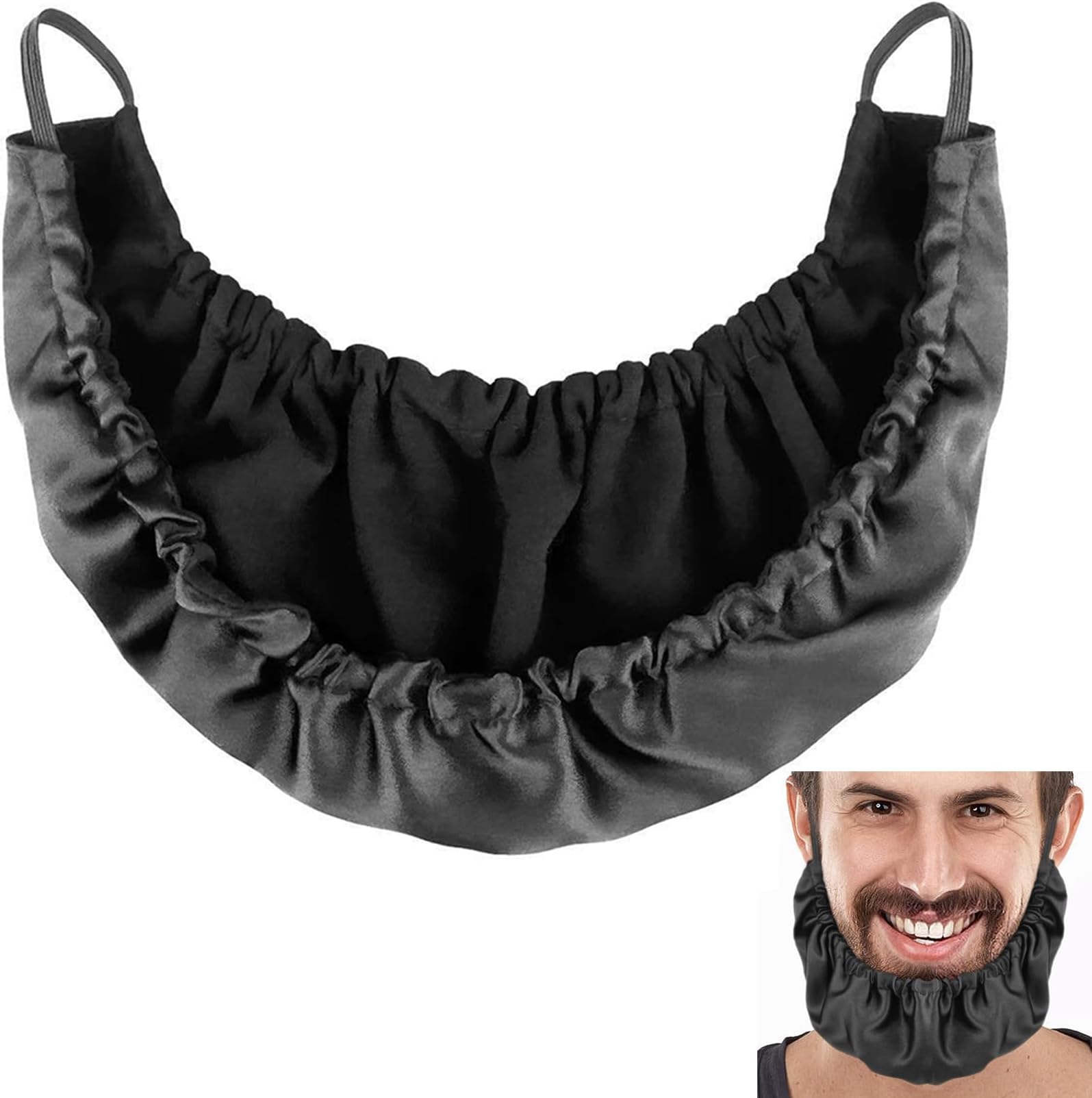 QiccijooMens Beard Bonnet Beard Covers Black Beard Bib Beard Bandana Facial Beard Apron Caps, Helps to Prevent Itching and Split Ends