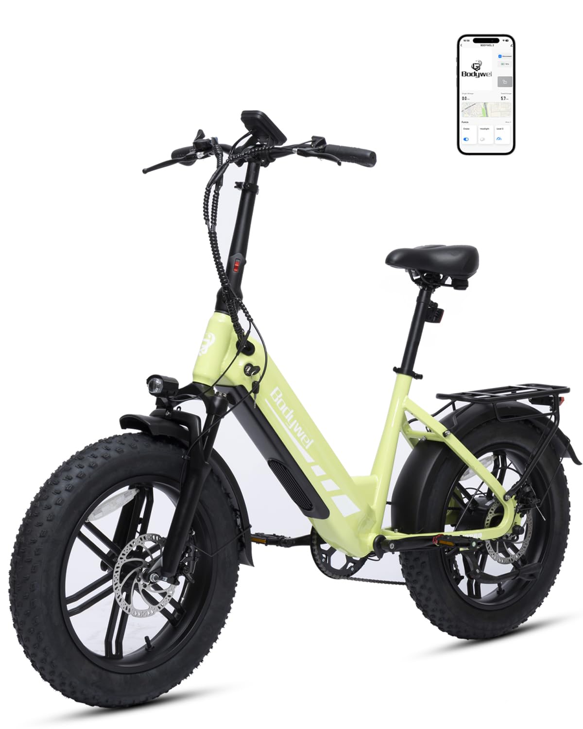 Bodywel F20PRO E Bike Herren Damen 20 Zoll All Terrain E Fatbike City & Mountain, 48V 20Ah Akku, 250 W Motor, Reichweite bis 120 km (PAS), Hydraulische Scheibenbremsen, 7-Gang Schaltung
