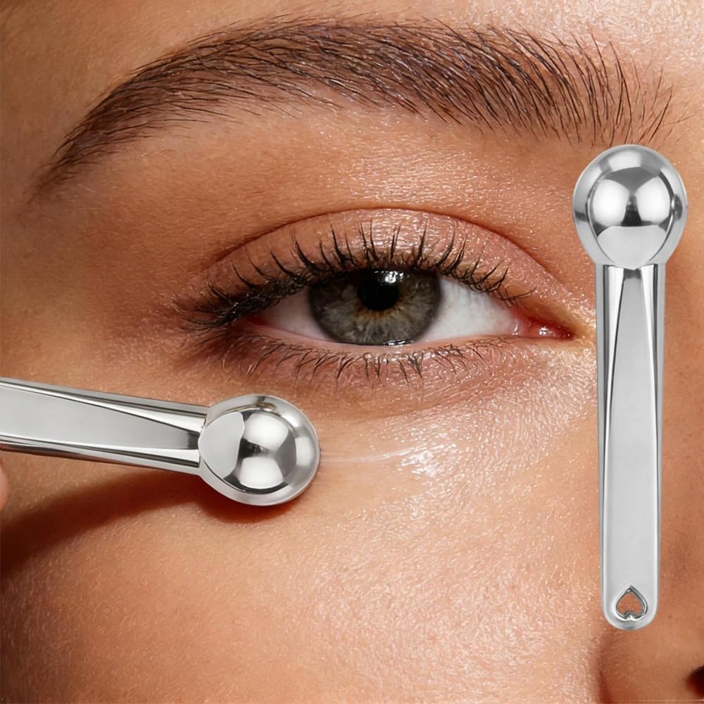 Metal Eye Cream Applicator, Eye Serum Roller Ball Massager Stick for Reduce Swelling Wrinkles, Portable Eye Roller Sticks (1Pcs Silver)