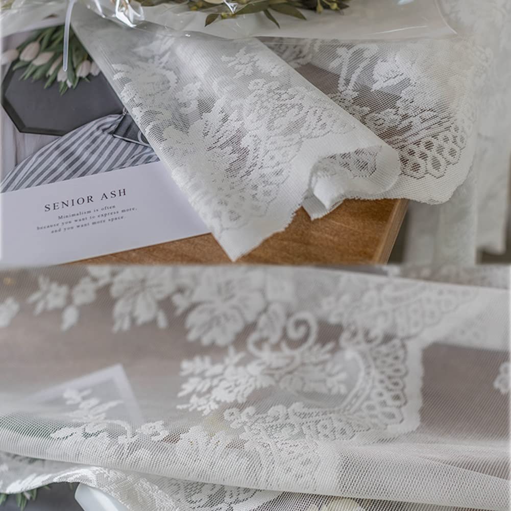 1 Panneau, Rideaux Voilage Voilé en Dentelle Diaphane Blanc, Draperies Décoratifs de Fenêtre, Rideau à Motif de Fleurs pour Salon, Cuisine (Size : WxH250x260cm/98x102inch)