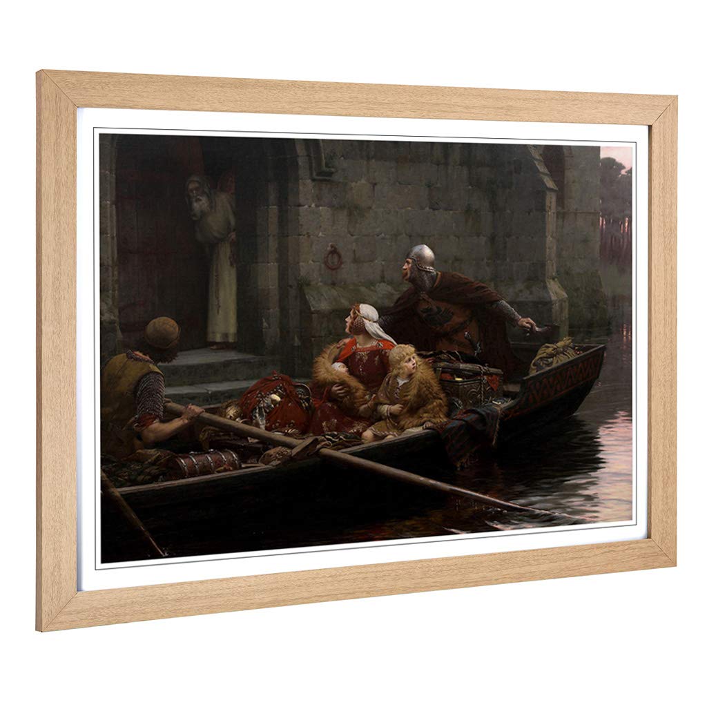 Big Box Art Framed Print of Edmund Leighton in Time of Peril Design | Wall Art Picture | Home Decor for Kitchen, Living Room, Bedroom, Hallway, Oak, A2 / 24.5x18 Inch / 62x45cm