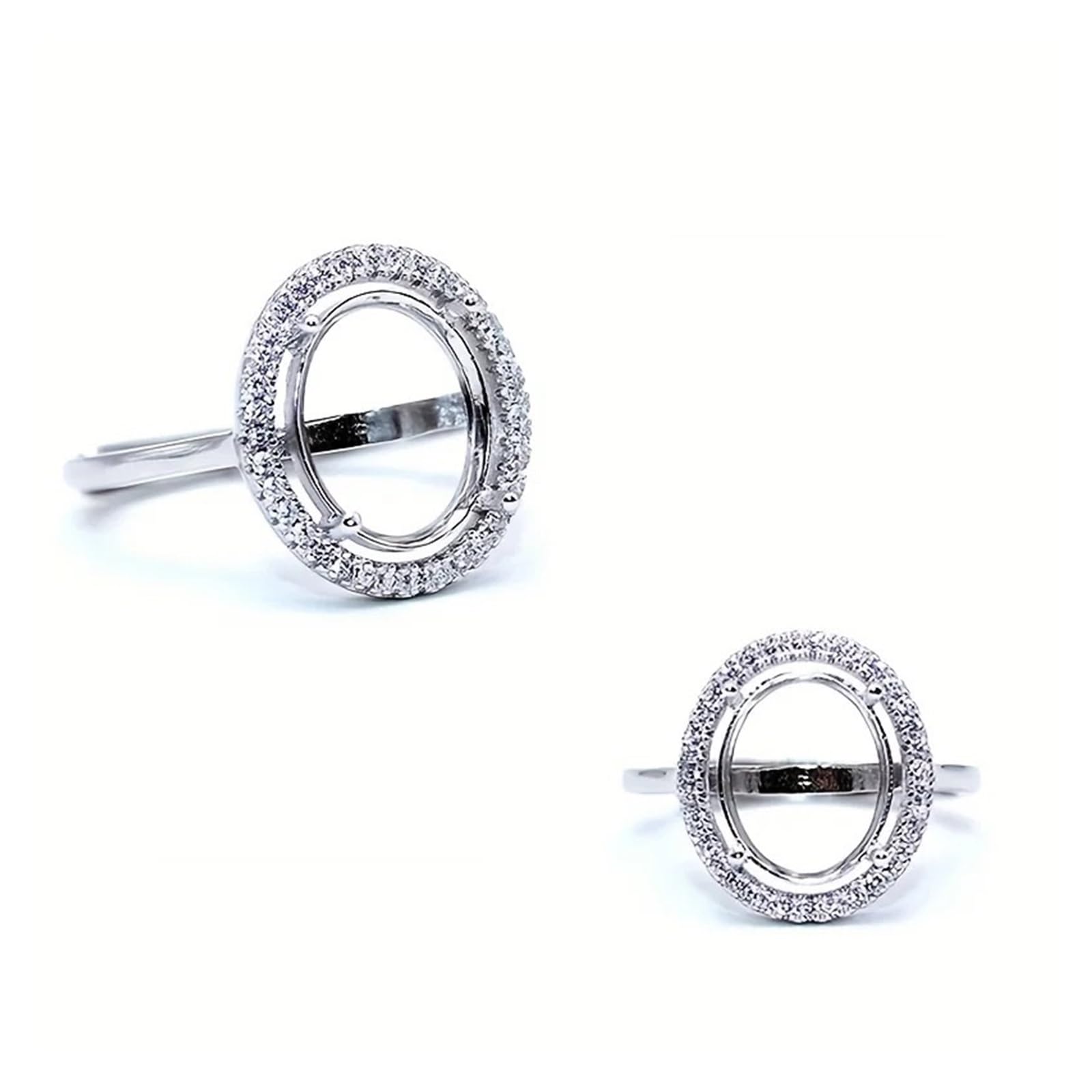 HKVTVCYPYA Anello ovale minimalista classico con strass intarsiati in argento sterling S925 for fai da te