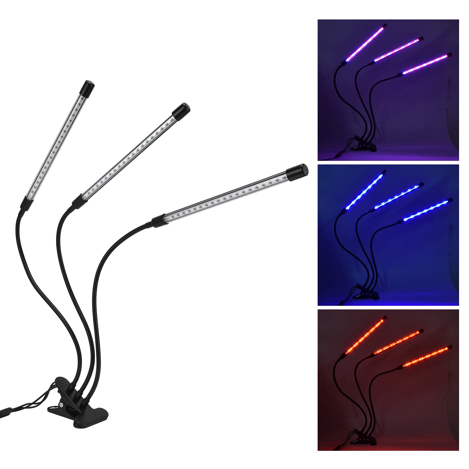 Lampada per Piante Clip-On, Luce LED per Piante con Timer, Lampada Crescita Piante 360° Regolabile, Grow Light Indoor per Serre e