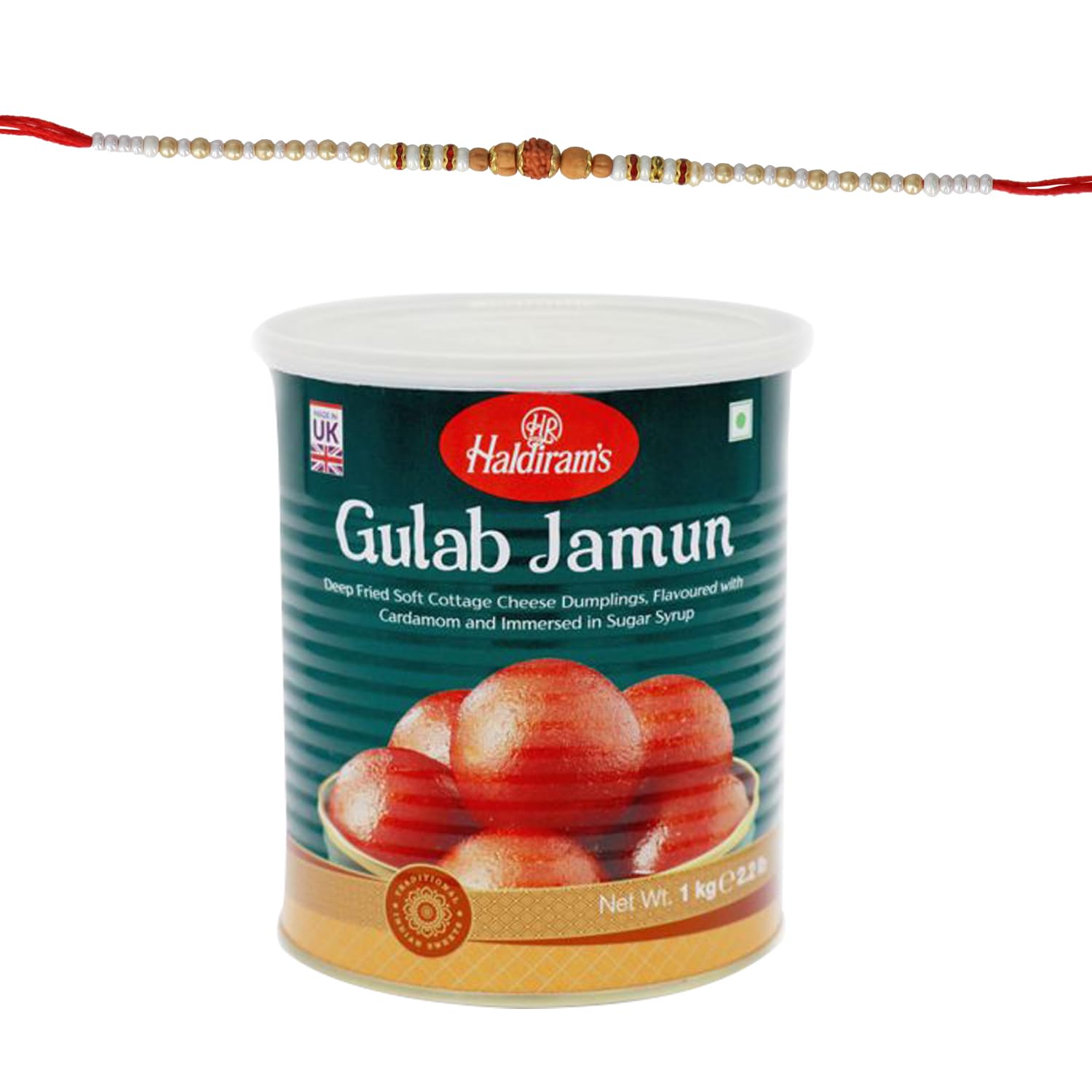 Generic Haldiram's Gulab Jamun with Rakhi Combo A3 | Rakhi for Brother with Sweets - 1 KG