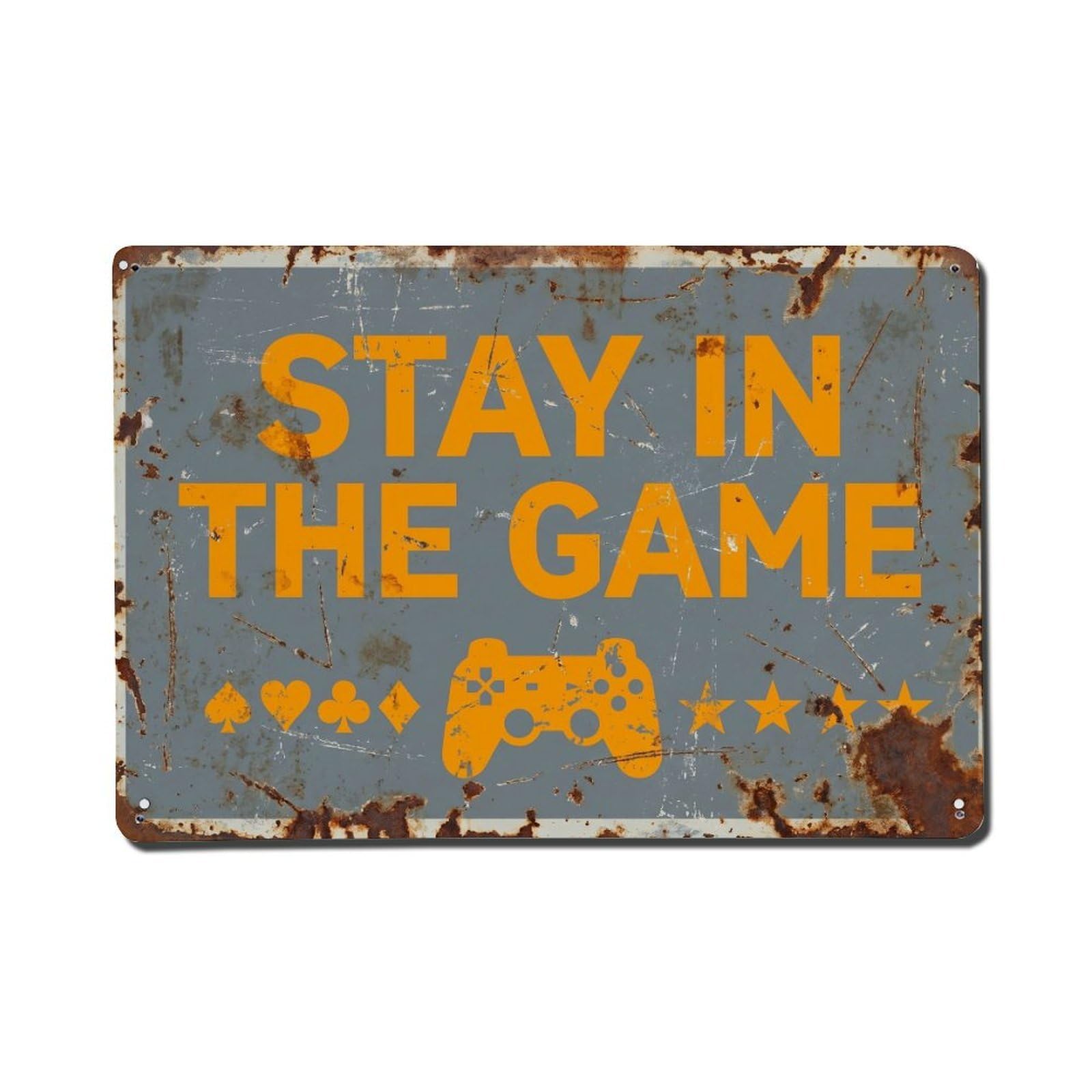 Stay in The Game Mindset Retro Motivational Slogans Metal Tin Sign Wall Decor for Cafe, Club, Garden Metal Poster 8x12Inch