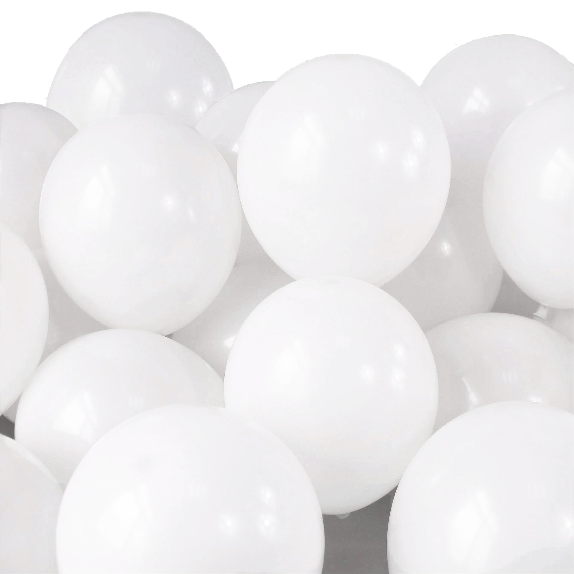 GBSAWER White Balloons w/Ribbon, 100pcs 12 Inch White Party Balloons for Birthday Wedding Bride Engagement Graduation Decorations