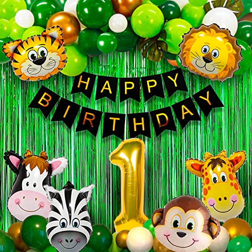 Party Propz Rubber 1St Birthday Decoration Kit - 52Pcs, Jungle Th...