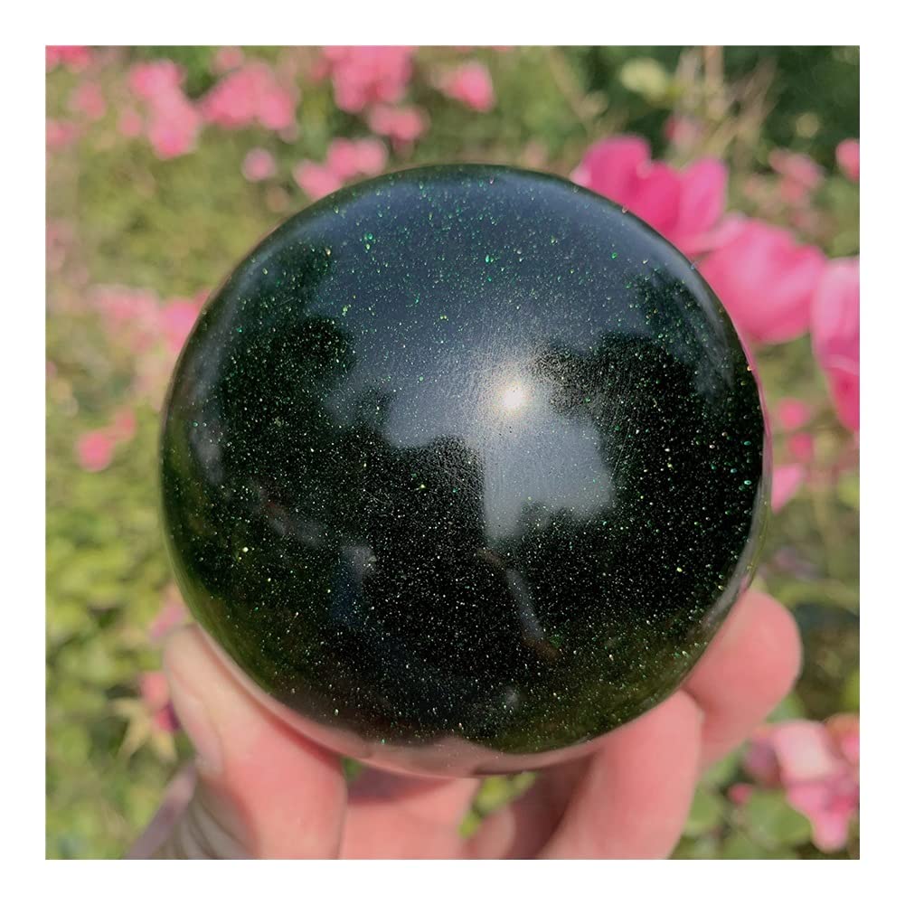1pc natürliche Kristalle Quarz grün Sand Kugel Ball Reiki Steine ​​Zimmer Home Office Aquarium Dekoration Zubehör Edelstein (Size : 6-6.5cm)
