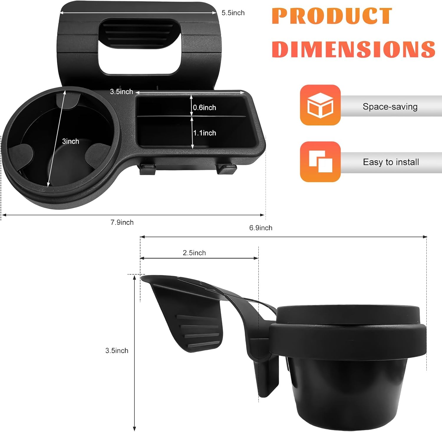 Sun Walker Car Window Multifunctional Storage Organizer, Vehicle Window Mount Storage Rack with Cup Holder & Sponge Pads, Auto Door Side Hanging Rack w/Hook for Cell Phone Key Bottle