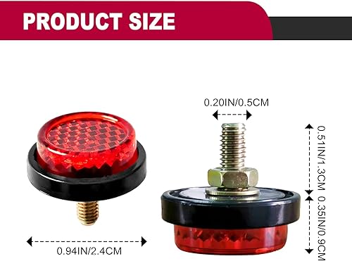 Miniatura 2 de 6 tornillos de perno de etiqueta reflectora roja para marco de matrícula de motocicleta, tornillo M5 redondo reflectante para bicicleta, moto,
