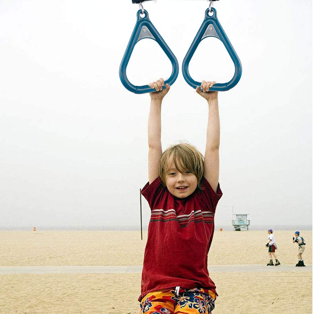 Altalena a Trapezio con Anelli per Bambini, Trave in Acciaio e Anelli in Plastica, Facile Installare e Riporre, per Uso Domestico e Giardino