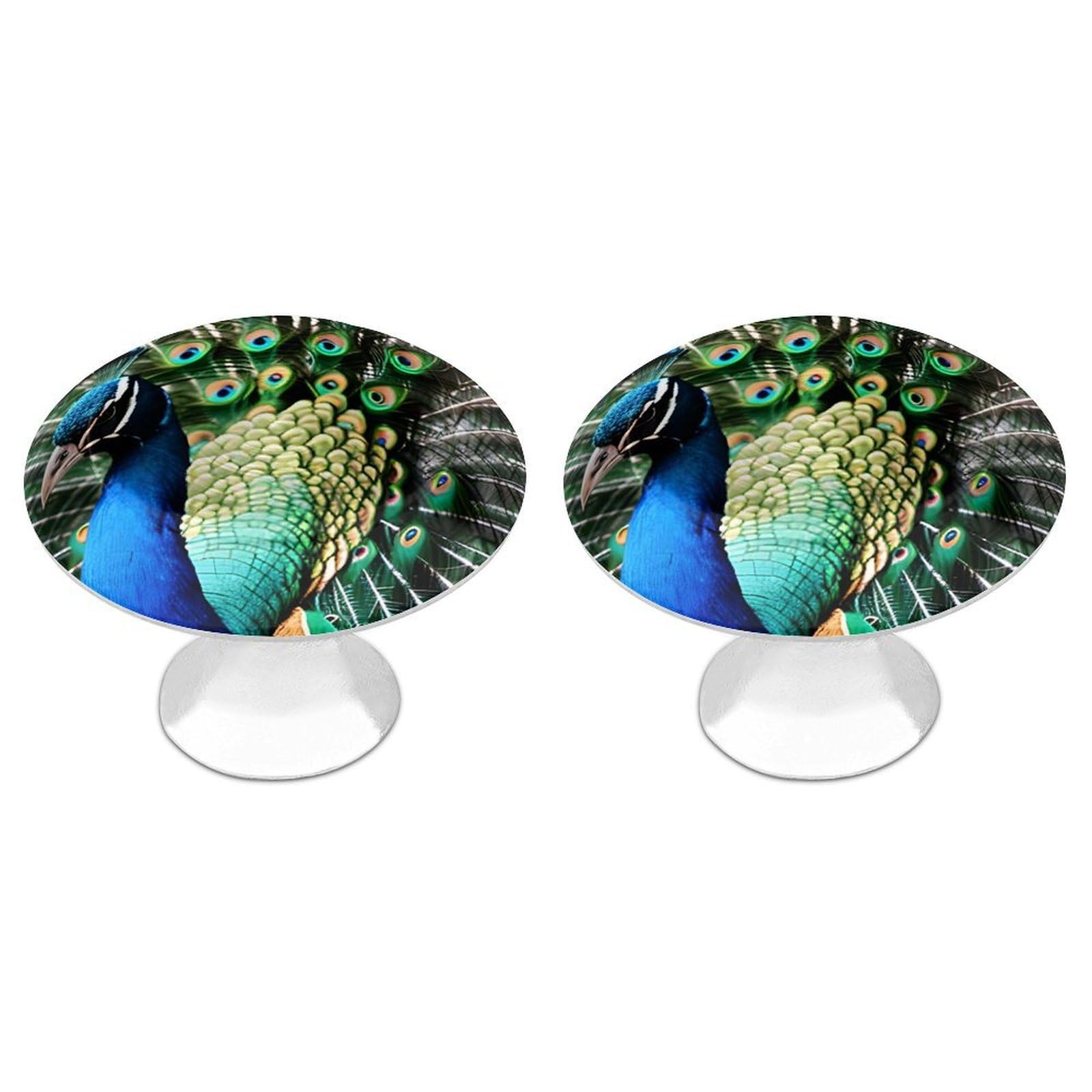 Vstadank Style Peacock Drawer Pulls Sturdy Stainless Steel Door Handle Round Cabinet Knobs Fashion Dresser Drawer Knobs Door Pulls Exquisite Cabinet Handles Furniture Pull 2Pcs