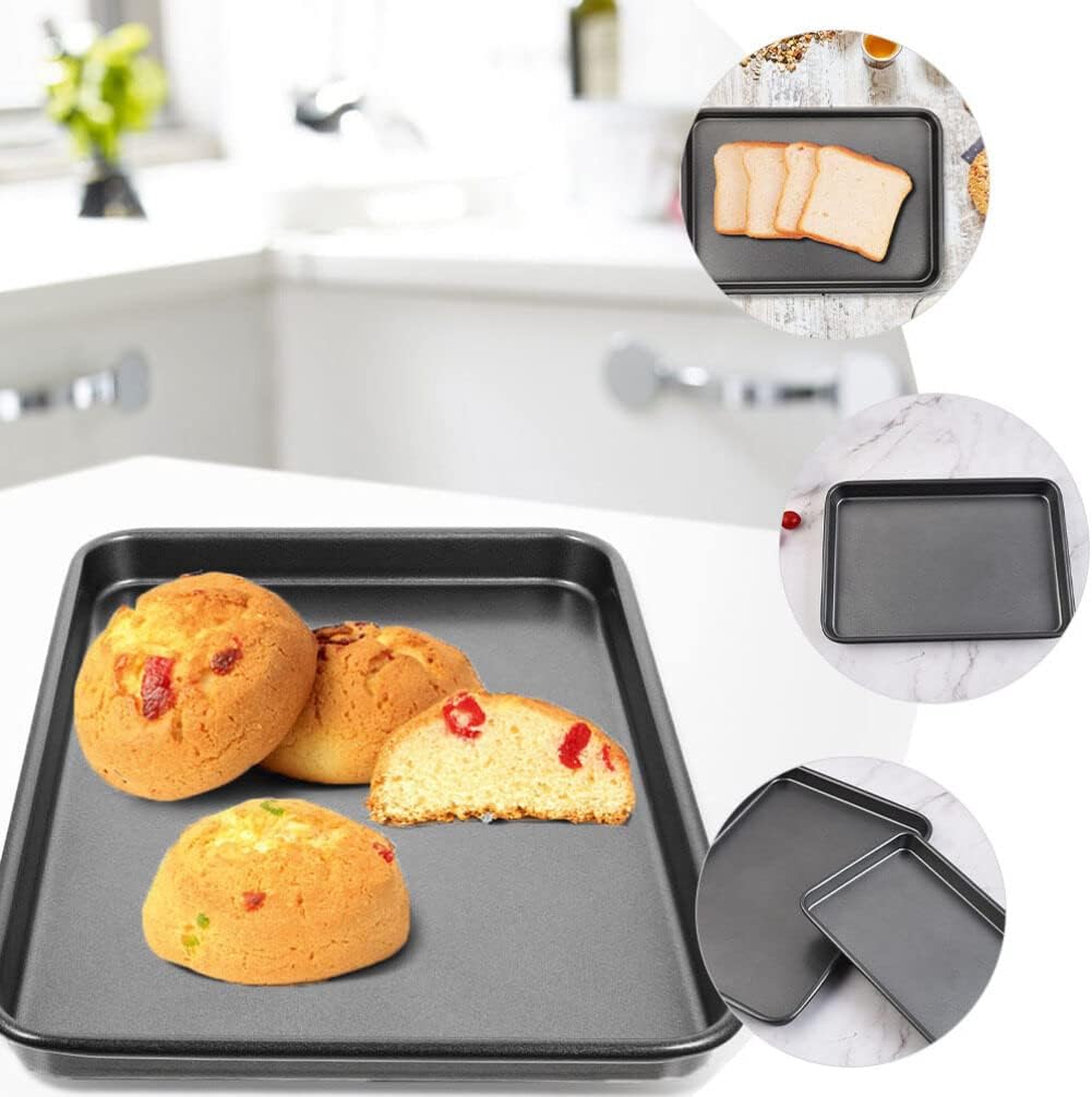 Kichvoe 2pcs Non-Stick Rectangular Baking Pans Carbon Steel Kitchen Bakeware for Cakes Cookies Savory Baking for Desserts and Roasting Vegetables