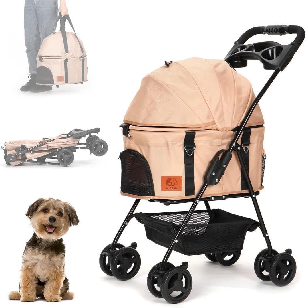 分離式 折りたたみ ペットカート 4輪360°回転 犬用ベビーカー 3way