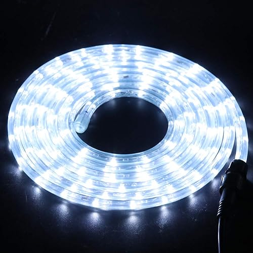 Vista 2 de Kit de luces de cuerda LED impermeables de 20 pies con 2 cables, 110V-120V, tira de luces de tubo PVC con 30 LEDM para fondo, exterior, Navidad