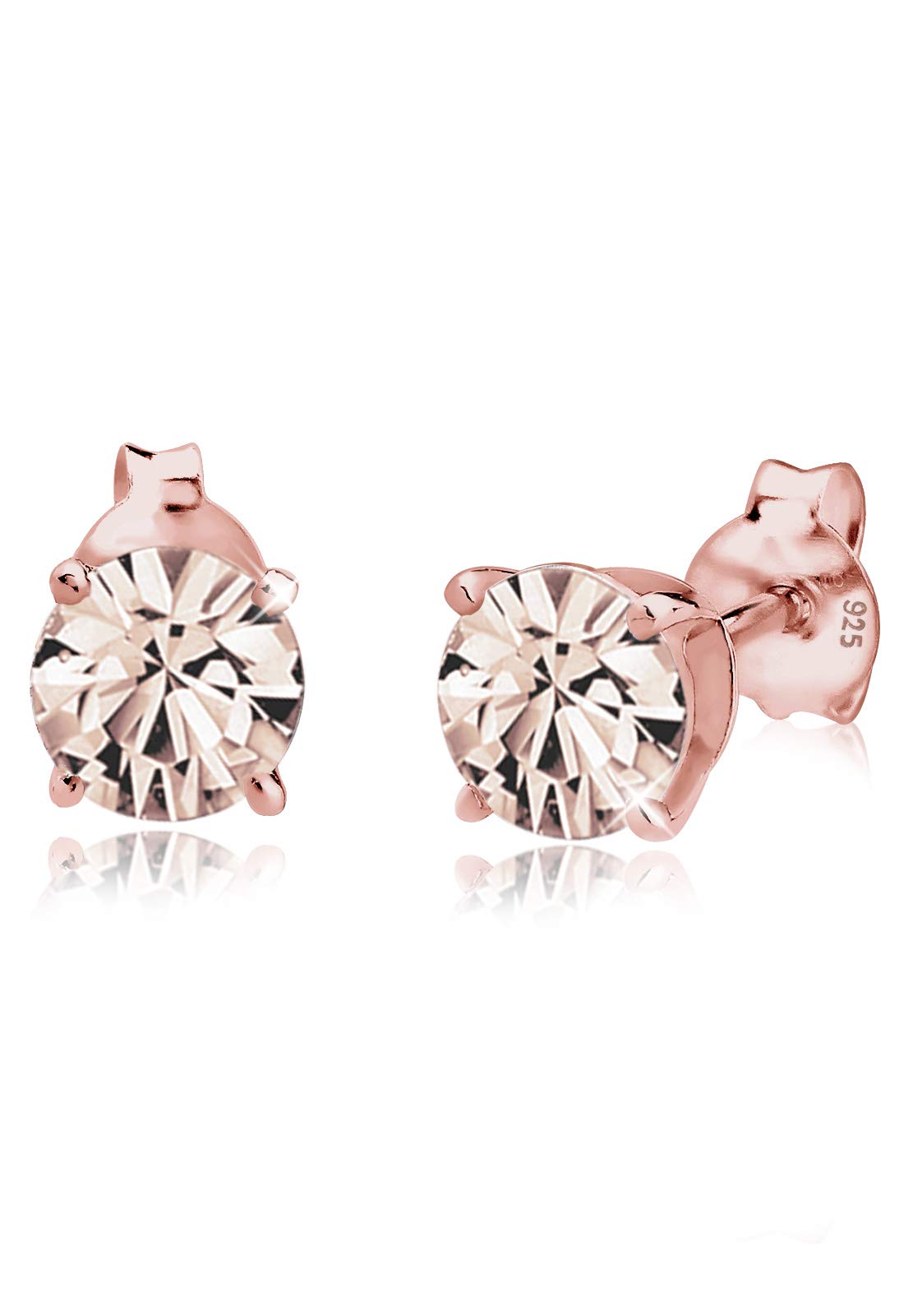 Elli Earrings Studs Solitair Basic Crystals 925 Sterling Silver Rose Gold Plated