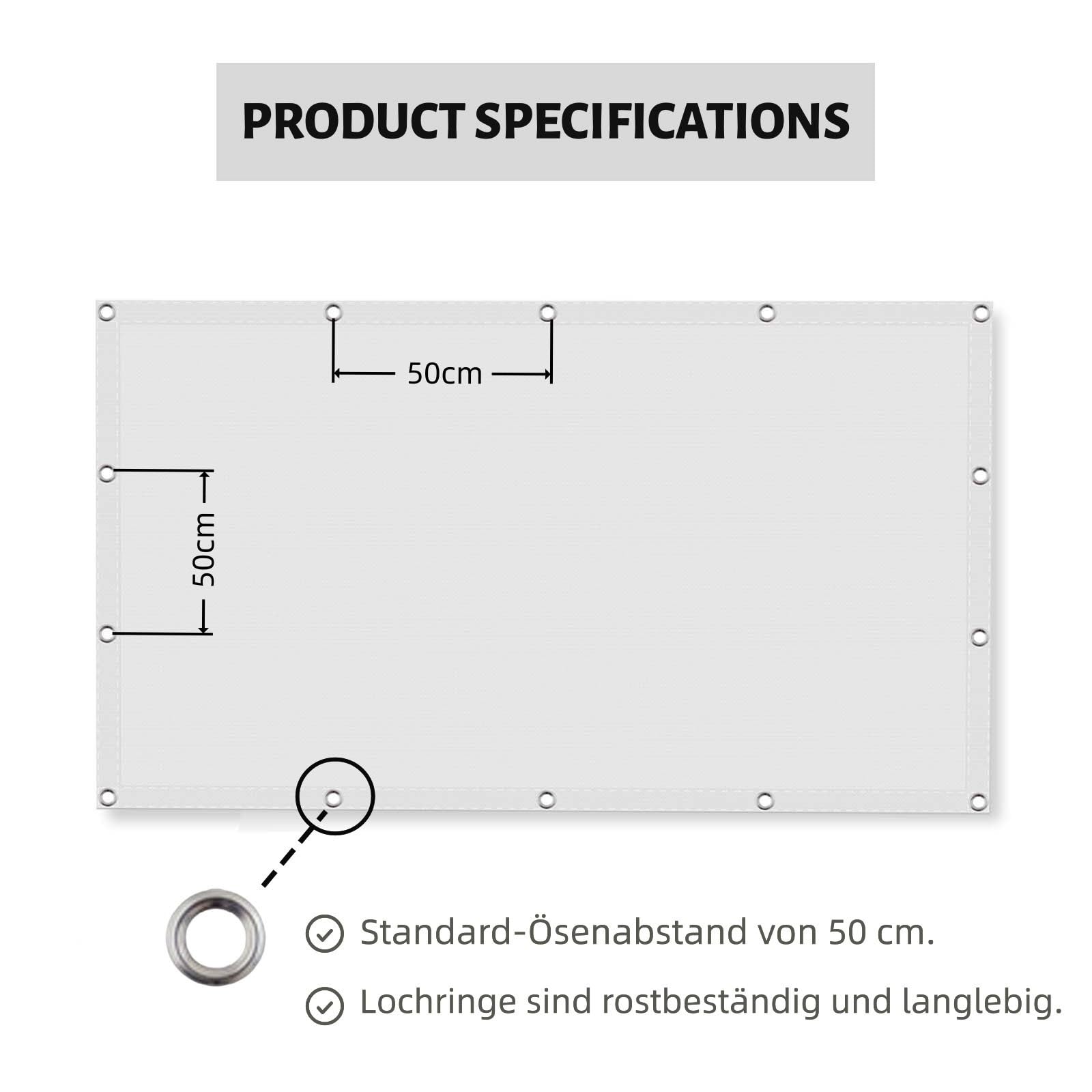 Toile Ombrage 170x190cm Ombrage, UV Protection 98%, Résistant, Ventpour Toile Extérieur Plusieurs Tailles et Coloris pour Jardin, Terrasse, Balcon, Extérieur, Blanc