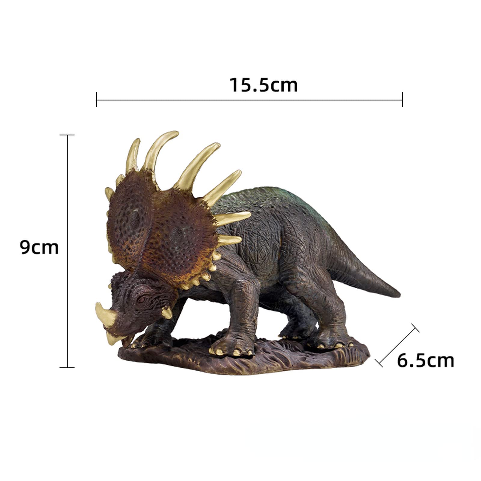 CNCNSH Mosiężna figurka dinozaura na stole, statua jurajskiego styrakozaura, dekoracja dekoracyjna do gabinetu, kolekcja rzeźb z brązu bydła zwierzęcego,