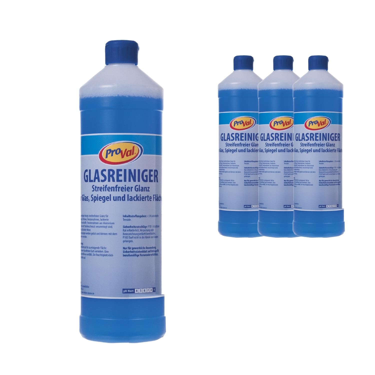Glasreiniger Pro Val 24x1 Liter streifenfrei | Schnelltrocknender Glasreiniger für Glas, Spiegel & Edelstahl