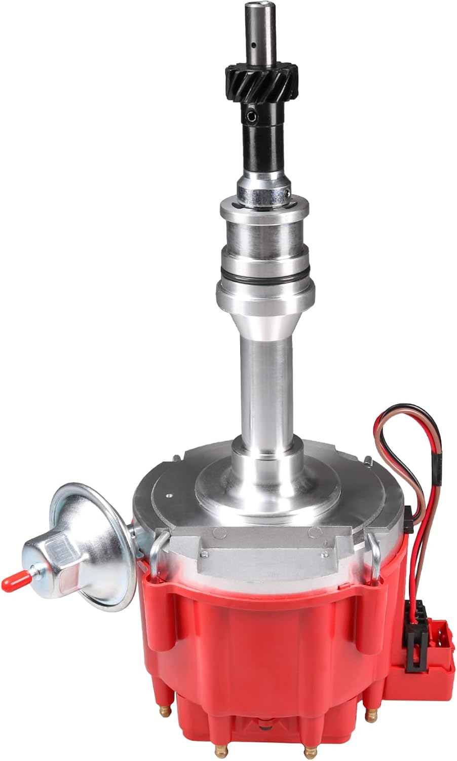 HEI Distributor Red Cap Drop In One Wire W/ 65kv Coil Replacement For Ford 351W Windsor SBF Ignition Distributor Replace 1035111, JM6510R