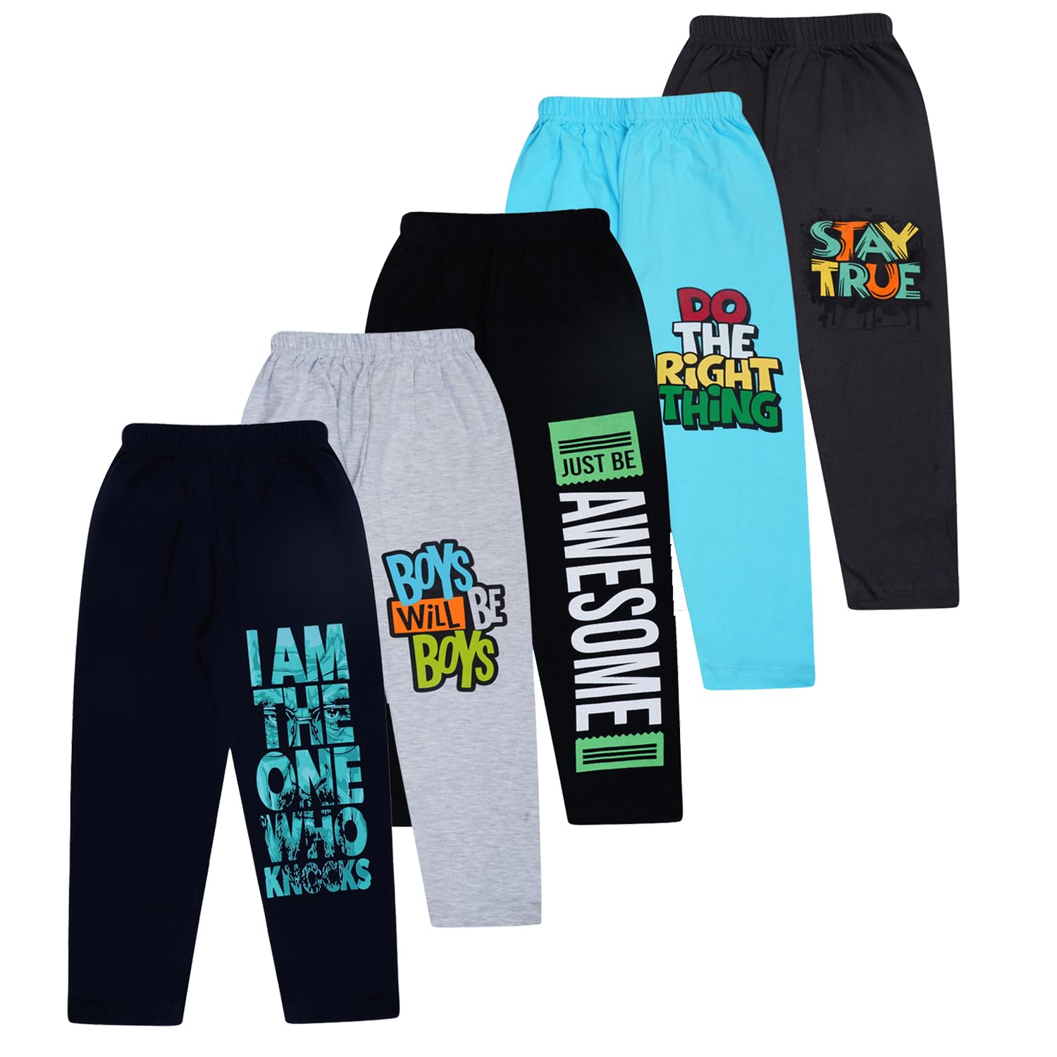 T2F Boys Cotton Printed Regular Fit Track Pants (Pack of 5)-picture-26